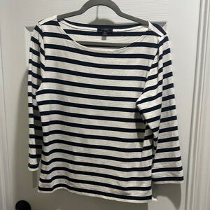 J. Crew Navy and White Striped Boatneck Long-Sleeve Tee